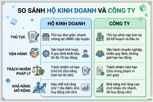N&ecirc;n th&agrave;nh lập hộ kinh doanh hay c&ocirc;ng ty? So s&aacute;nh chi tiết để chọn đ&uacute;ng m&ocirc; h&igrave;nh