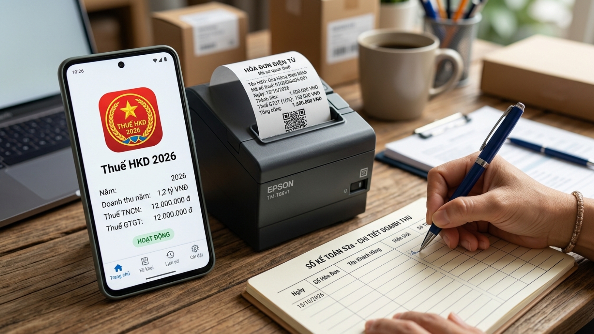 C&aacute;ch t&iacute;nh thuế TNCN, GTGT hộ kinh doanh 2026 theo ngưỡng doanh thu 1 tỷ