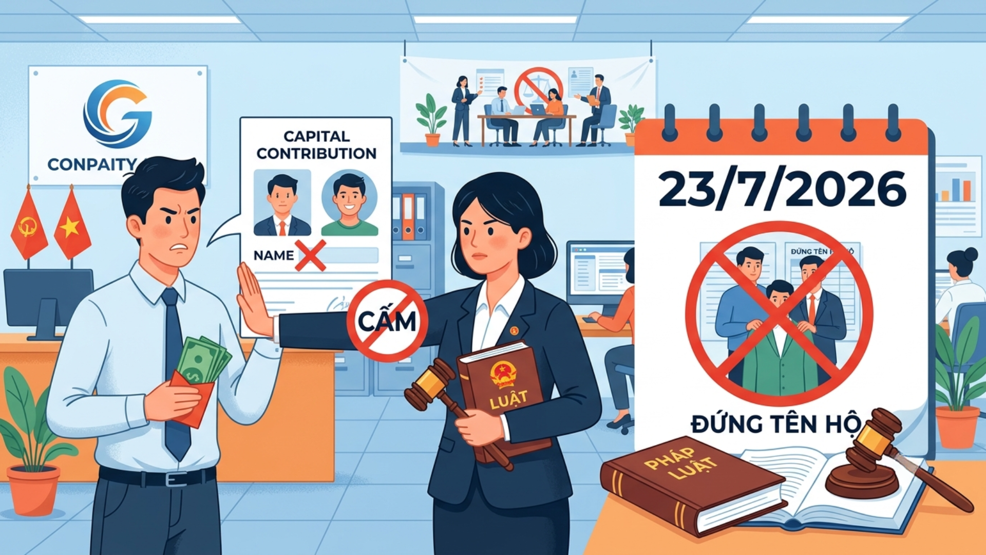Cấm thành viên công ty đứng tên hộ người khác để góp vốn từ ngày 23/7/2026: Quy định mới cần biết