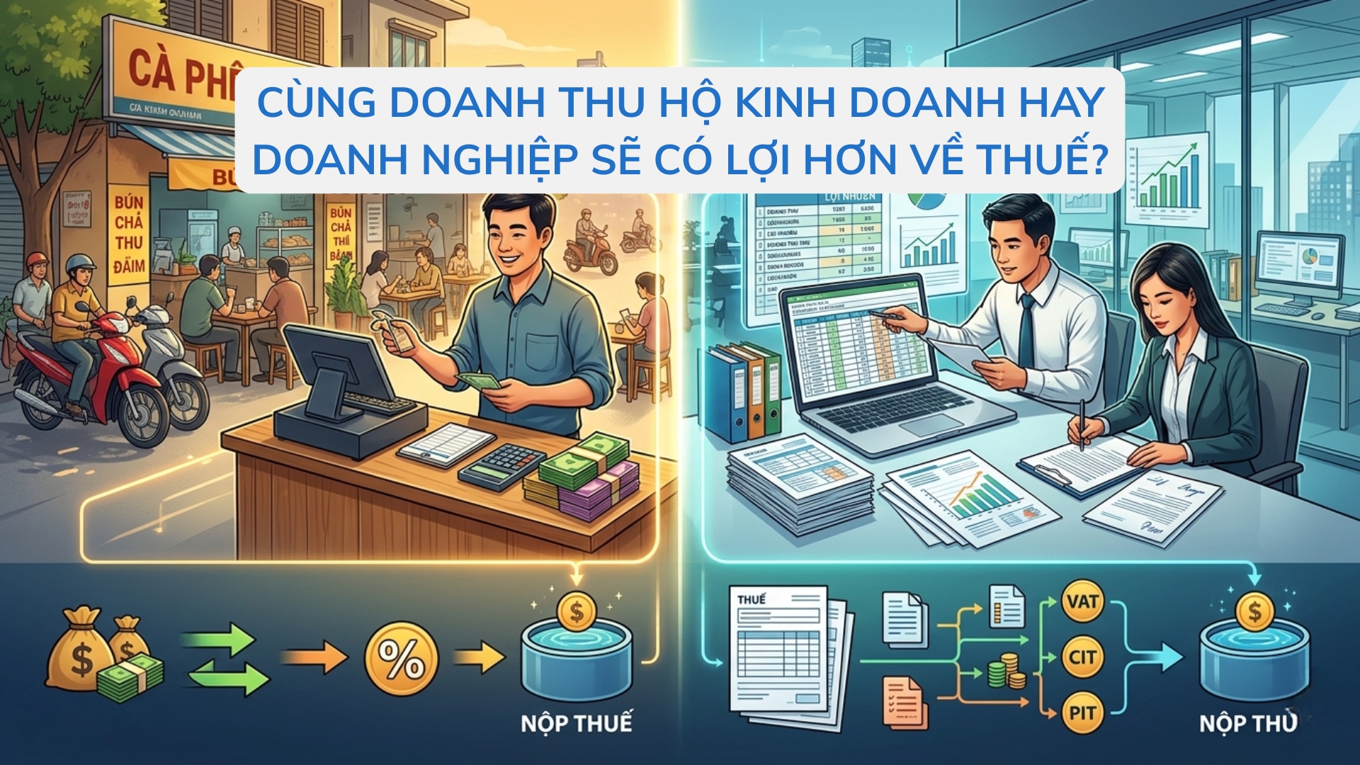 Cùng doanh thu Hộ kinh doanh hay doanh nghiệp sẽ có lợi hơn về thuế? So sánh chi tiết