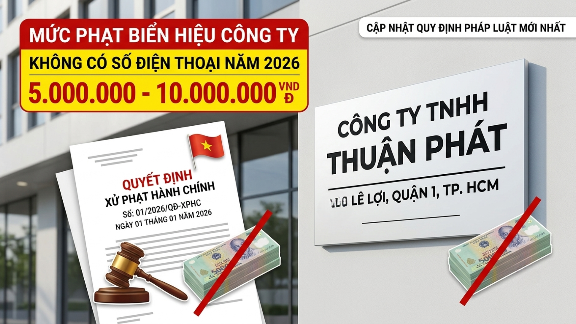Mức phạt biển hiệu công ty không có số điện thoại năm 2026