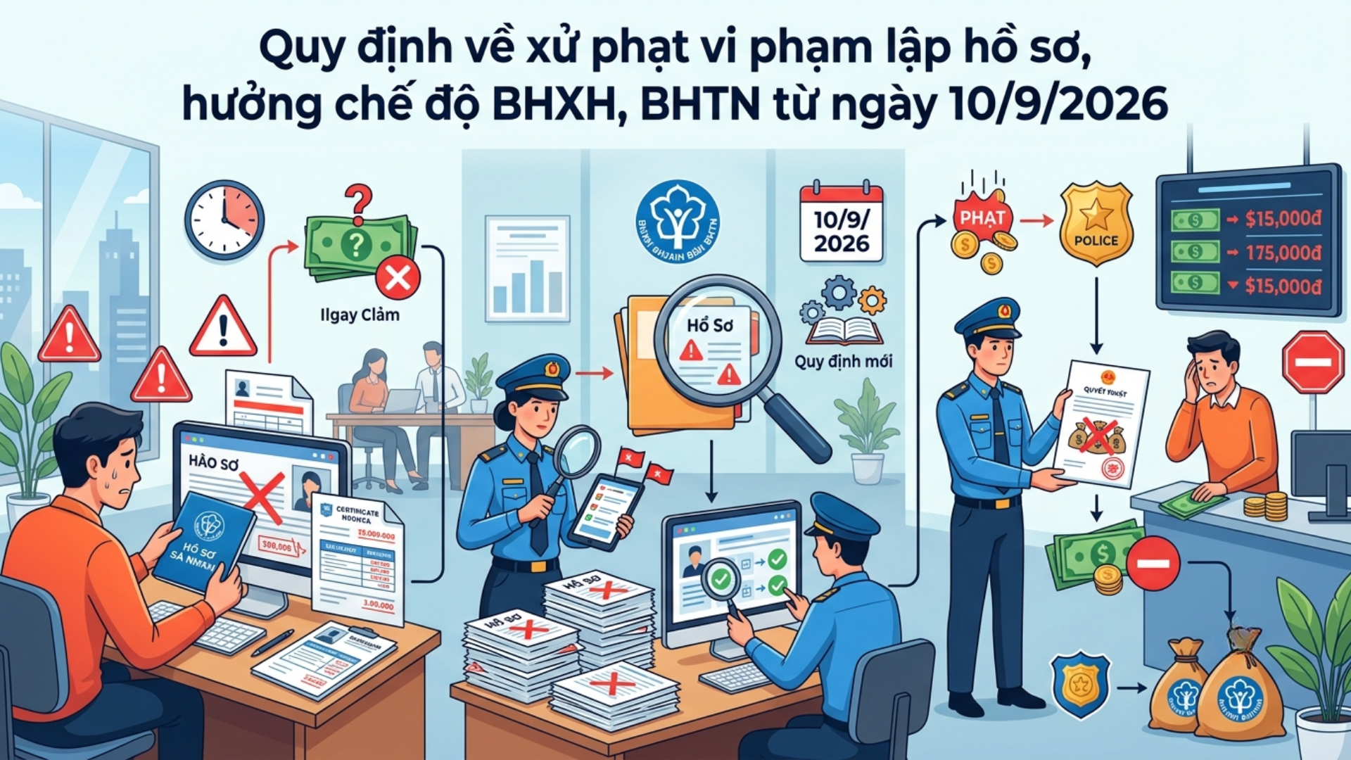 Mức xử phạt hành vi vi phạm hồ sơ hưởng BHXH, BHTN từ ngày 10/9/2026
