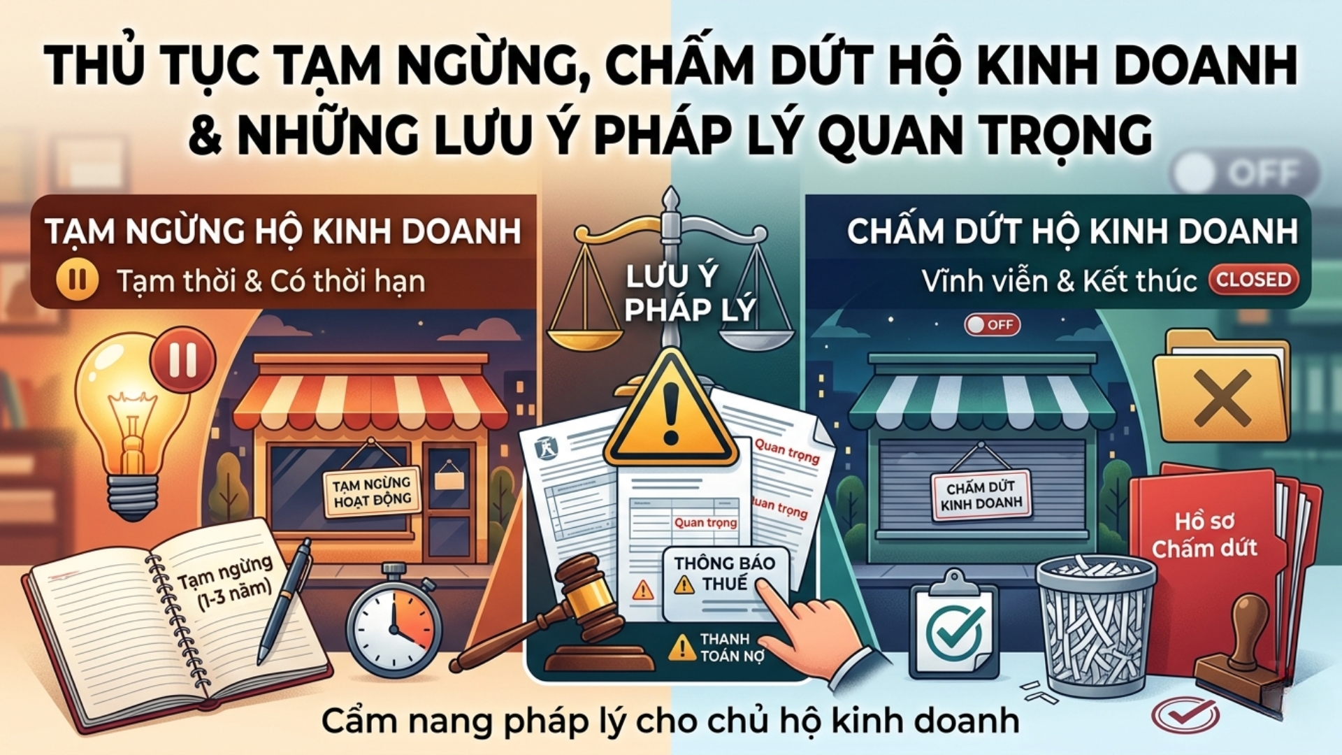 Thủ tục tạm ngừng, chấm dứt hộ kinh doanh và những lưu ý pháp lý quan trọng